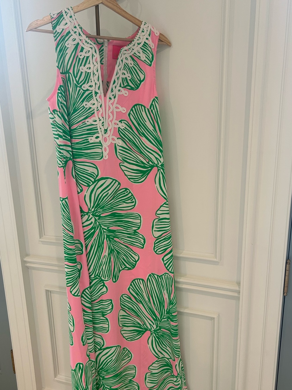 Lilly Pulitzer Pink Dress with Green Leaf Print